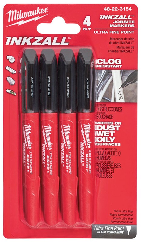 Маркеры Milwaukee INKZALL для стройплощадки ультра-тонкие (4шт)