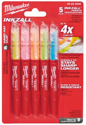 Маркеры Milwaukee INKZALL текстовыделитель. Цветные 5шт