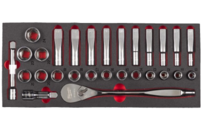 ЛОЖЕМЕНТ MILWAUKEE С ГОЛОВКАМИ И ТРЕЩОТКОЙ 1/2˝ - 28 ЕД. (1 ШТ)