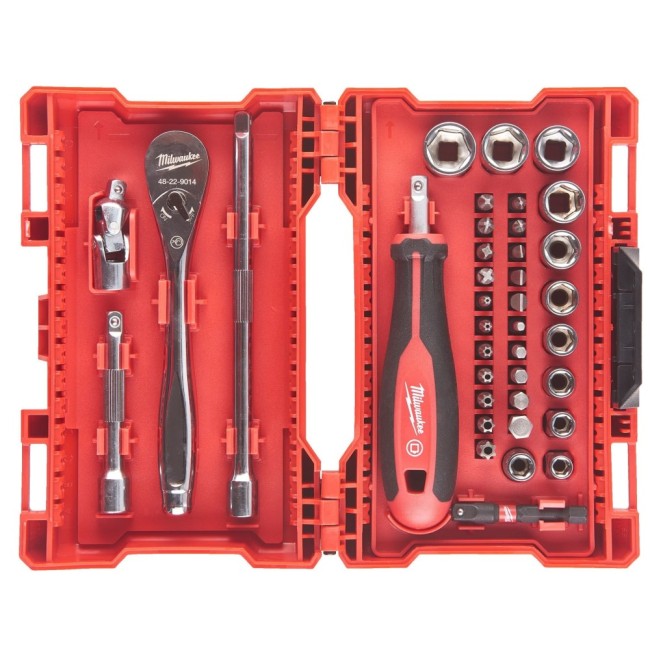 НАБОР УДАРНЫХ ГОЛОВОК, БИТ ГОЛОВОК С ТРЕЩОТКОЙ 1/4" MILWAUKEE